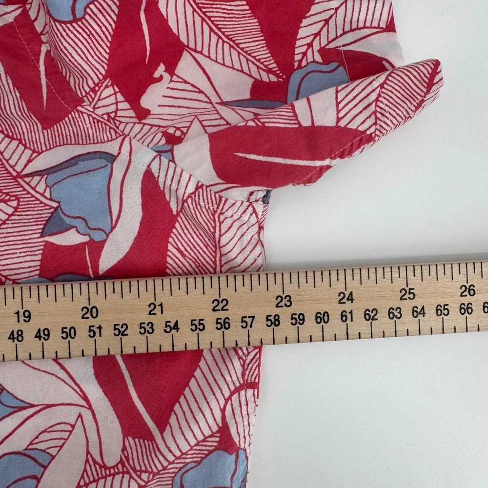 Vineyard Vines Mens Slim Fit Murray Shirt Red Blue Floral Leaf Cotton Large